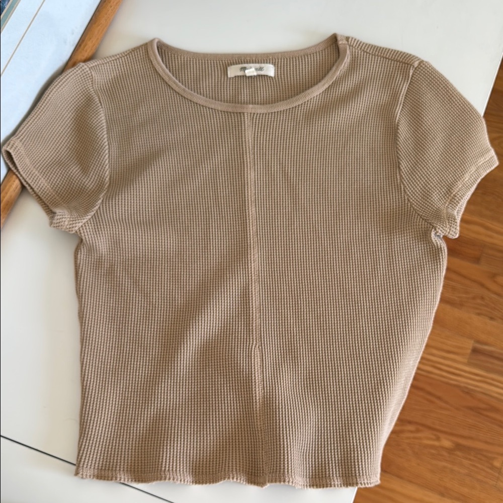 Madewell Tan Fitted Textured Shirt